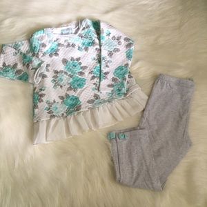 Girls Teal Floral Top w/ Leggings
